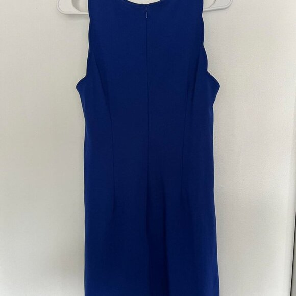 Blue Scalloped Edge Sleeveless Dress, Blue Bridesmaid Dress, Monochrome Dress - Picture 5 of 8